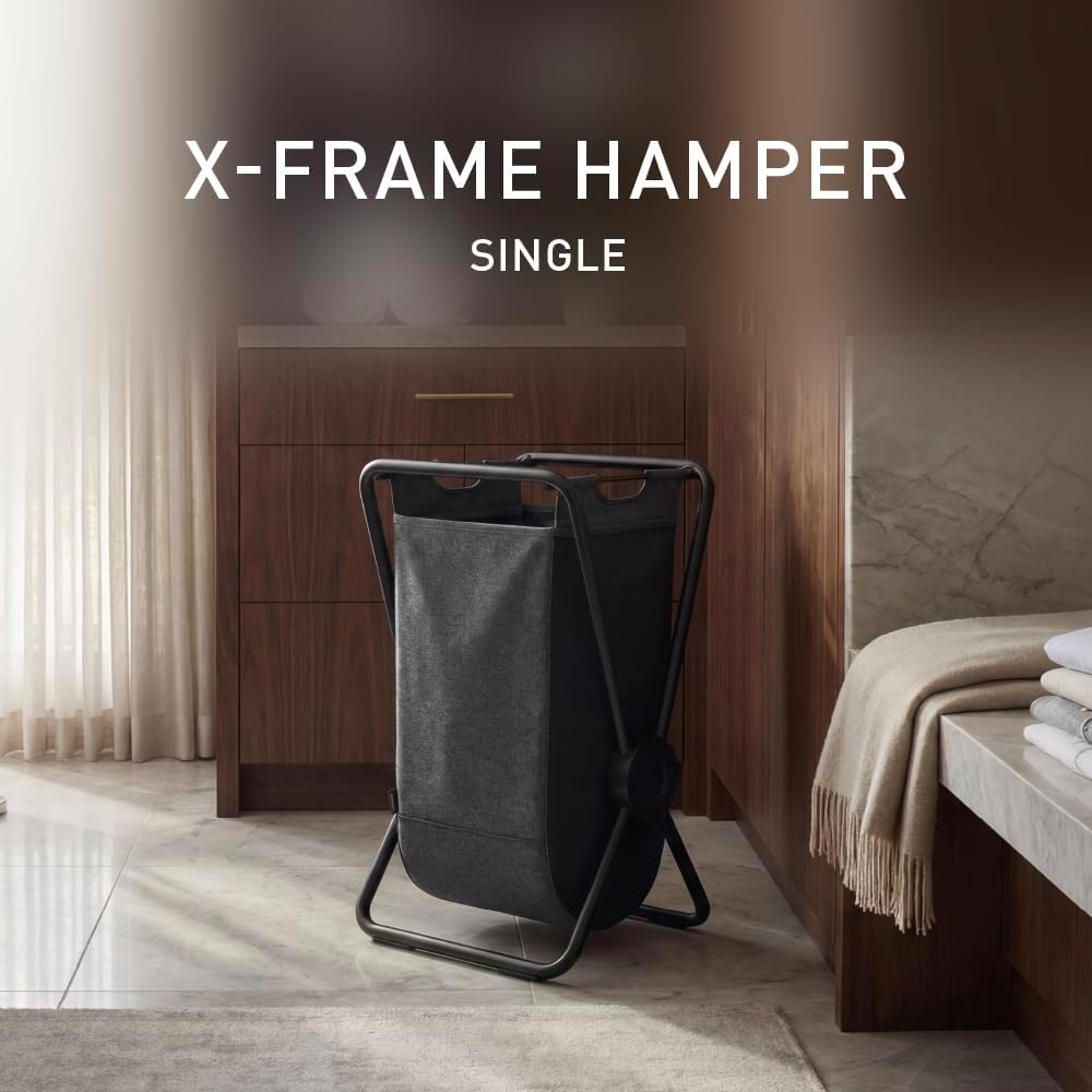Simplehuman X-Frame Hamper, Single Compartment Laundry Hamper for Bedroom Bathroom
