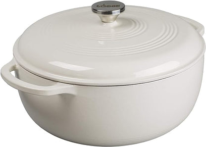 LODGE 7.38Lt White Enameled Cast Iron Dutch Oven - EC7D13