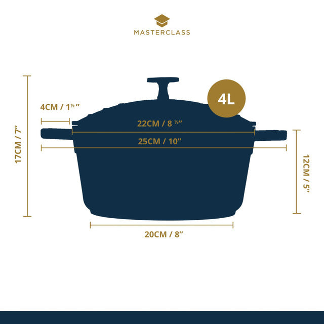 Kitchencraft MasterClass Cast Aluminium Casserole Dish, 4L, Cream