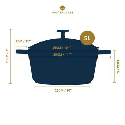 Kitchencraft MasterClass Cast Aluminium Casserole Dish, 5L, Cream