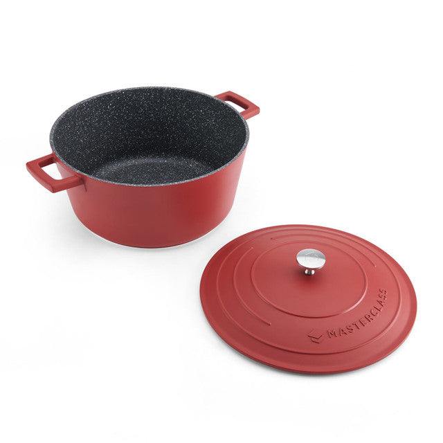 Kitchencraft MasterClass Cast Aluminium Casserole Dish, 5L, Red