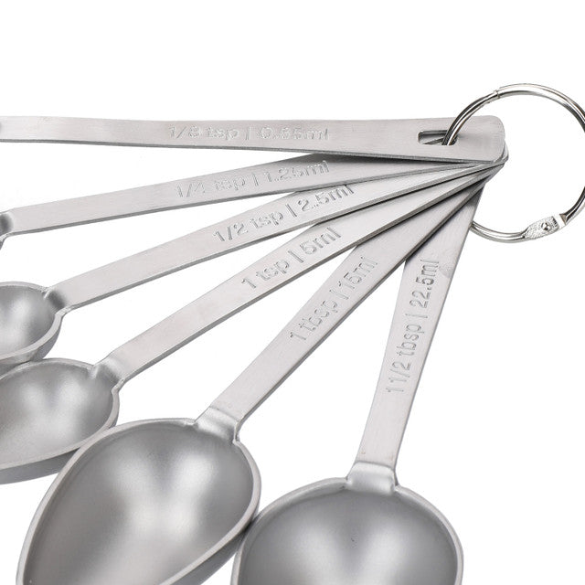 KitchenCraft MasterClass Stainless Steel Measuring Spoon Set, 6 Pieces