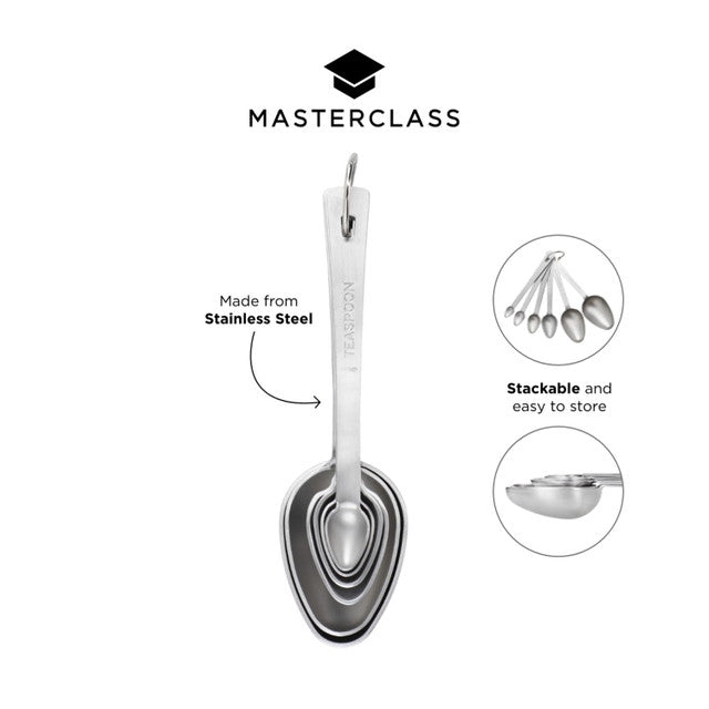 KitchenCraft MasterClass Stainless Steel Measuring Spoon Set, 6 Pieces