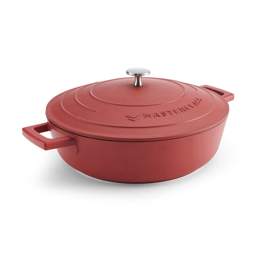 MasterClass Cast Aluminium Shallow Casserole Dish, 4L, Red