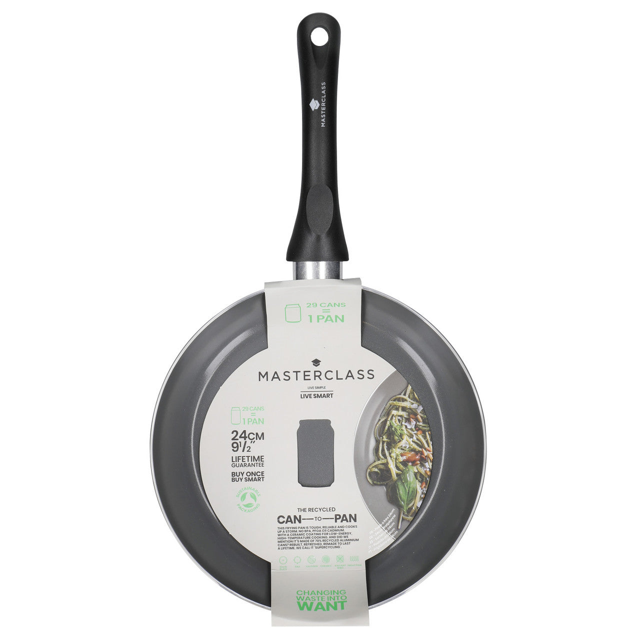 KitchenCraft MasterClass Can-to-Pan Recycled Non-Stick Frying Pan, 24cm