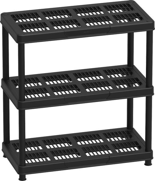 Duramax Plastic 3 Tier Shelving Rack Black 90X45X98 CM