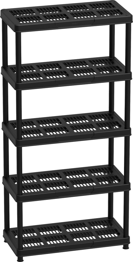 Duramax Plastic 5 Tier Shelving Rack Black 90X45X185 CM