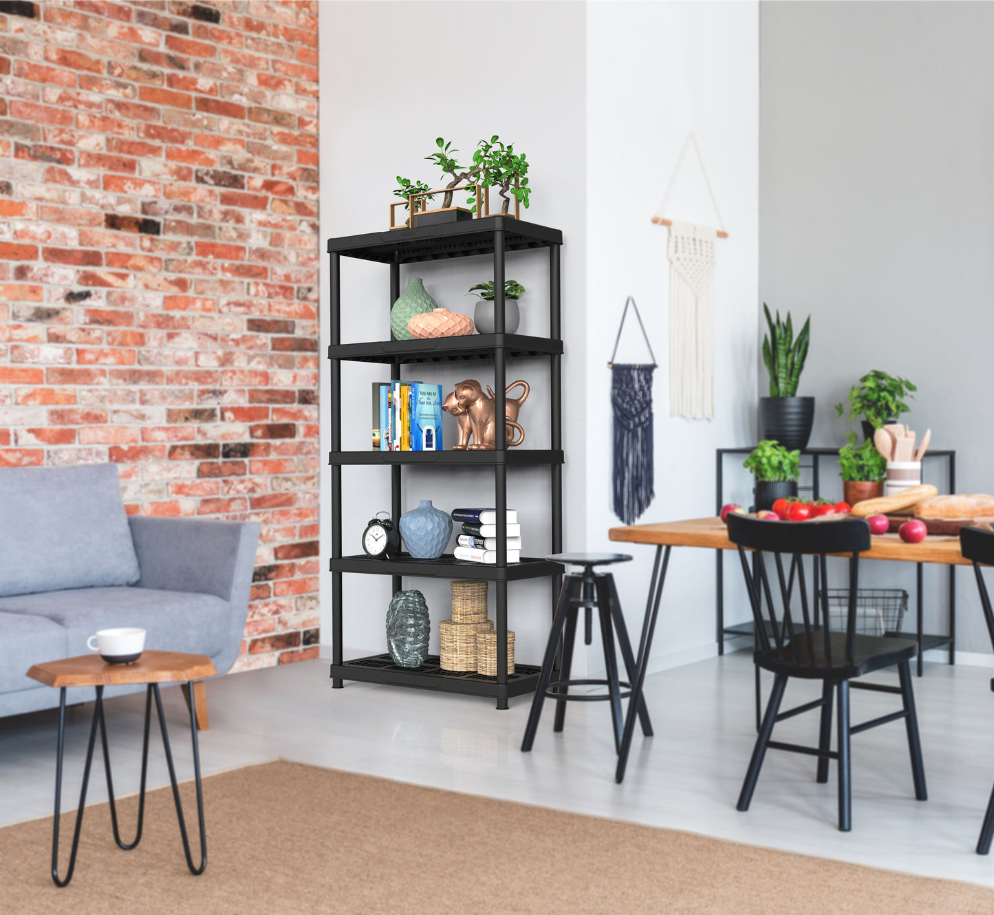 Duramax Plastic 5 Tier Shelving Rack Black 90X45X185 CM