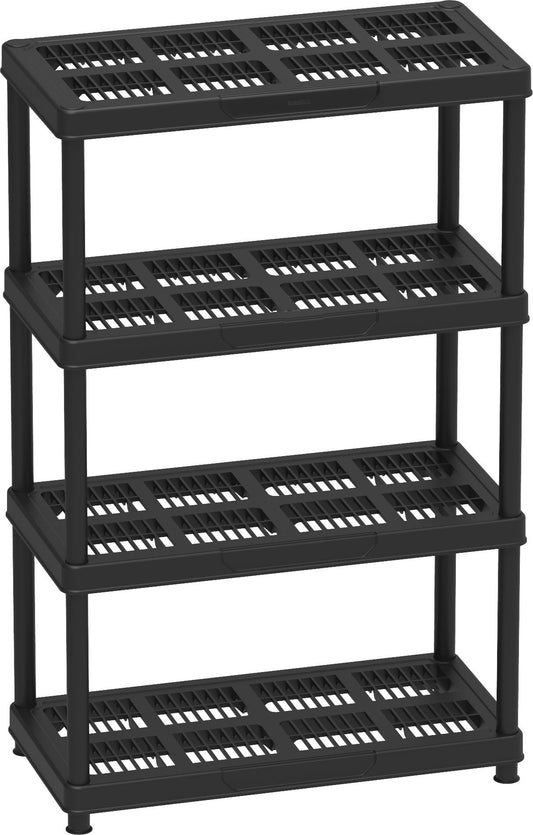 Duramax Plastic 4 Tier Shelving Rack Black 90X45X141 CM