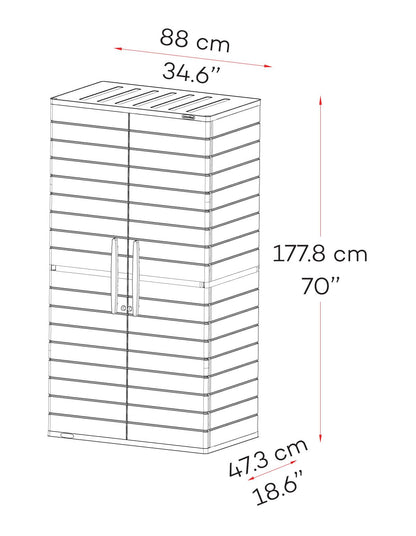 Duramax Cedargrain Tall Plastic Vertical Storage Cabinet Grey 81LX47WX178H CM
