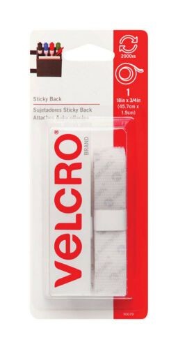 Velcro Brands 90079 Sticky Back General Purpose Water Resistant Hook And Loop Tape 18 Inch By 3/4 Inch White
