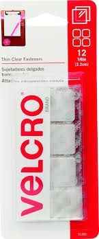 Velcro Brands 91330 Sticky Back Fastener Velcro Sq 7/8In Clear 12 Pack