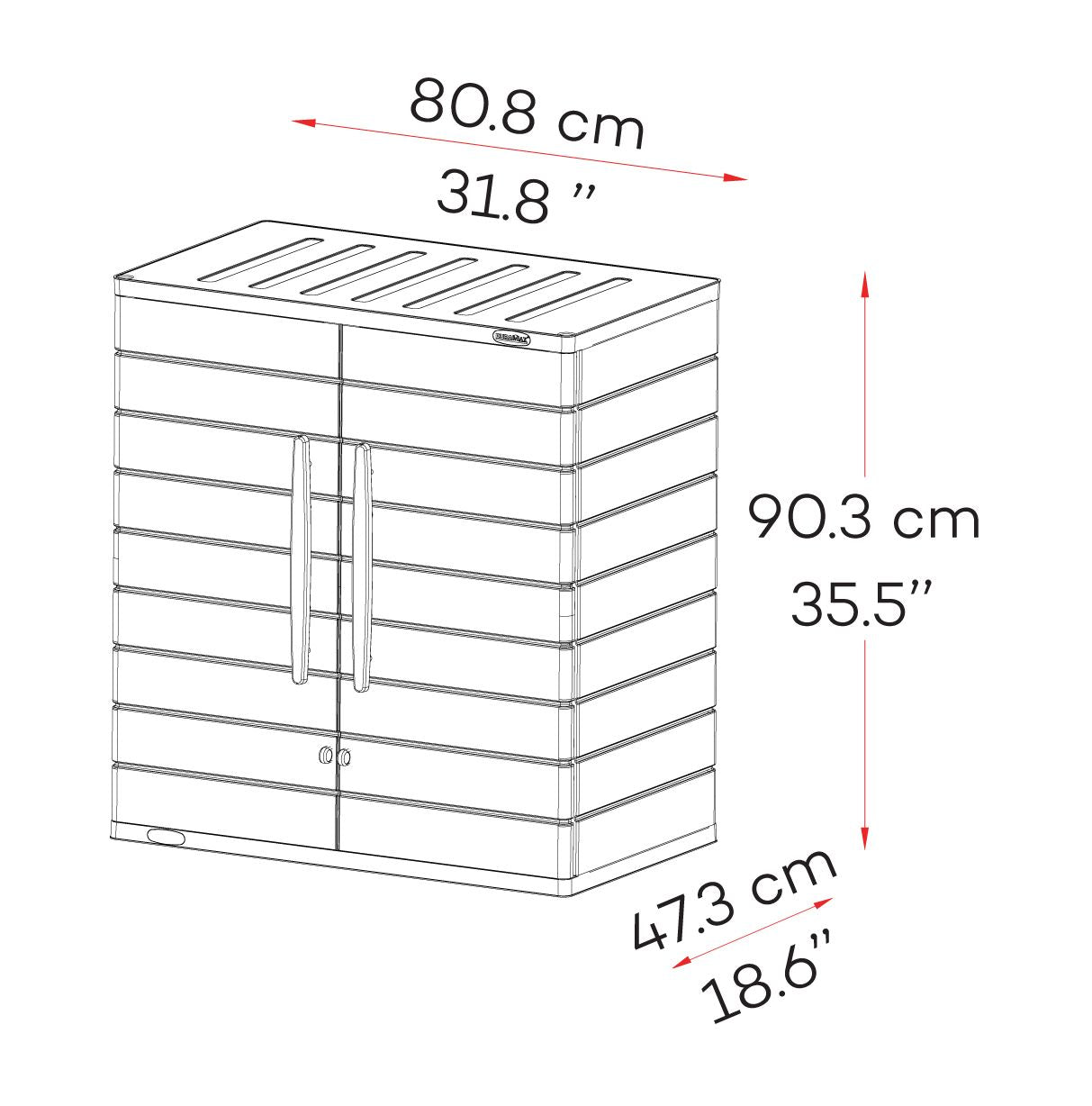 Duramax Cedargrain Short Plastic Vertical Storage Cabinet Grey 81LX47WX91H CM