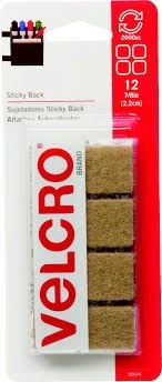 Velcro Brands 90074 Sticky Back 7/8 Beige Square Fastener Pack Of 12