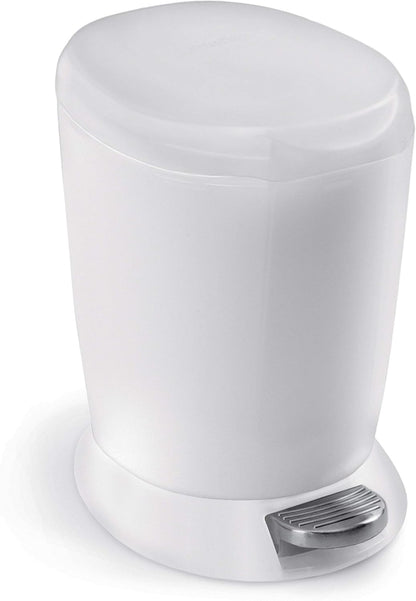 Simplehuman 6 Liter / 1.6 Gallon Compact Plastic Round Bathroom Step Trash Can, White
