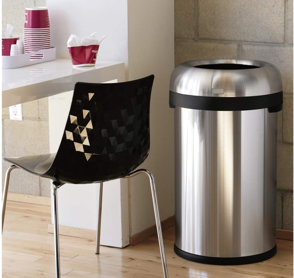 Simplehuman 80 Liter Bullet Open Top Trash Can Commercial Grade Heavy Gauge Brushed Stainless Steel